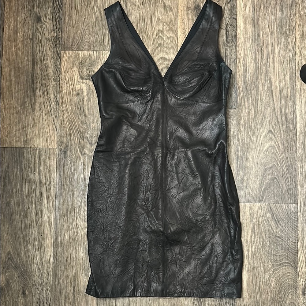 Robert Rodriguez | size 6 | Black Leather Sleeveless Dress